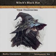 the witch's black hat is featured in this card