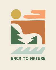 the back to nature logo is shown in green, orange and yellow colors on a white background