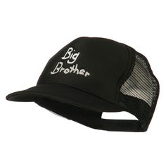 Big Brother Embroidered Youth Foam Mesh CapMade of 100% polyester and 100% nylon.ONE SIZE fits most for child with an adjustable snapback, fitting up to 7.Same material inner hatband.Youth/Unisex.Crown measures 3 1/2 inches deep.Bill measures 2 3/4 inches long.Hand wash only.Imported. Wording of Big Brother is embroidered on the front crown of cap.Youth size cap.Front panel is in foam, 4 back panels are in mesh.Bill is stiff and pre curved, same color under bill.Constructed front crown.5 panels. Unisex Crown, Embroidered Cap, Big Hat, Embroidered Caps, Mesh Cap, Word Design, Sticker Patches, Season 8, Patch Design