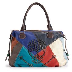 Featuring a genuine leather construction and a colorful pattern, this AmeriLeather tote is a unique addition to any look.Featuring a genuine leather construction and a colorful pattern, this AmeriLeather tote is a unique addition to any look. How do you accessorize? Check out our ACCESSORIES GUIDE for essential tips to elevate your style with must-have accessories.HANDBAG DETAILS 12"H x 4.5"W x 15.5"L Removable/adjustable shoulder strap Shoulder strap length: adjusts to 44 in. Handle: 7.5'' drop Multicolor Satchel With Zipper Closure For Daily Use, Multicolor Satchel With Zipper For Daily Use, Trendy Multicolor Satchel With Zipper Closure, Multicolor Leather Bucket Shoulder Bag, Multicolor Leather Shoulder Bag For Daily Use, Multicolor Leather Shoulder Bag, Multicolor Satchel With Zipper Closure, Multicolor Leather Tote Shoulder Bag, Multicolor Leather Shoulder Bag With Double Handle