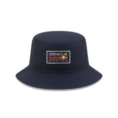 The Oracle Red Bull Racing Repreve Bucket Hat features a rubber Oracle Red Bull Racing patch at the front with a screen-printed team logo at the rear. Sporty Logo Hats For Sports Events, Sports Visor Hat With Logo Patch, Sports Event Visor Hat With Logo Patch, Sporty Hats With Logo Patch For Sports Events, Curved Brim Sports Hat With Logo, Curved Brim Hat With Logo For Sports Events, Casual Fan Merchandise Hat With Logo Patch, Casual Sports Event Hats With Logo Patch, Casual Hats With Logo Patch For Fans