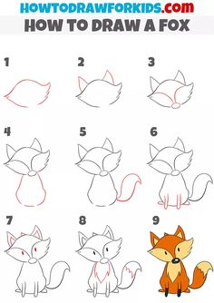 how to draw a fox step by step instructions for kids and beginners with pictures