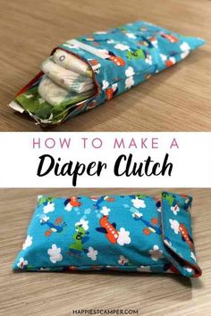 how to make a diaper clutch with the zipper open and it is sitting on a table