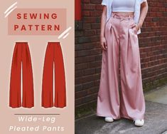 sewing pattern wide leg pleated pants