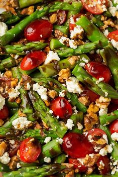 asparagus and cherry salad with feta cheese