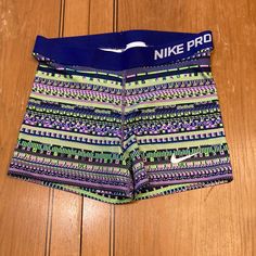 Women’s Nike Pro Mid-Rise 3” Multicolored Training Shorts. Elasticized Waist. Stretchy And Supportive Fabric Whisks Sweat To Help You Stay Dry And Comfortable. Tight Fit. Size L. New With Tags. Nike Volleyball Shorts, Moisture-wicking Micro-elastic Athletic Shorts, Nike Moisture-wicking Athletic Shorts For Sports, Nike Training Shorts With Moisture-wicking, White Nike Shorts, Nike Stretch Moisture-wicking Shorts, Nike Moisture-wicking Shorts, Nike Shorts Women, Nike Pro Spandex