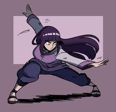 an anime character with long hair and purple clothes, holding her arms out in the air