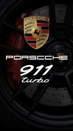 the porsche 917 turbo logo is shown in front of a black background with red and white stripes