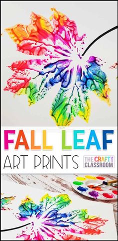 the fall leaf art print is made with melted paint