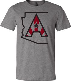 60% combed ring-spun cotton/40% polyester, 32 singles 4.3 ounce jersey knit t-shirt. Set-in neck of 1x1 baby rib. Fabric laundered for reduced shrinkage  4" Arizoniacs logo on back