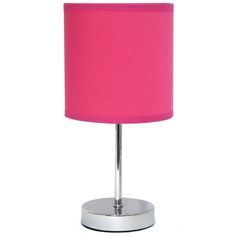 a bright pink lamp on a chrome base