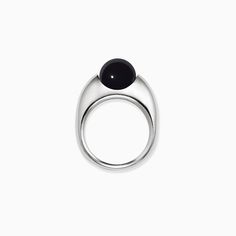 Available in Sterling Silver with Onyx and Lapis stone.Stone spins 360 degrees throughout the ring. Sizes 5, 6, 7, 8Handmade in NYC Elegant Black Dome Ring With Polished Finish, Modern Onyx Rings For Formal Occasions, Modern Domed Cabochon Rings, Timeless Round Onyx Jewelry, Modern White Gold Rings With Black Enamel, Modern Black Dome Ring, Timeless Ring With Polished Round Stone, Modern Jewelry With Polished Round Stone, Timeless Ring With Polished Finish And Round Stone