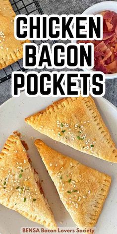 chicken bacon pockets on a white plate