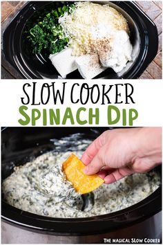 this slow cooker spinach dip is the perfect appetizer