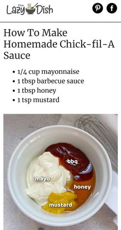 Chik-fil-a Sauce from the Lazy Dish Copykat Recipes, Makanan Diet, Food Recepie, Easy Baking Recipes, Food Videos Cooking