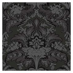 a black and grey wallpaper with an ornate design