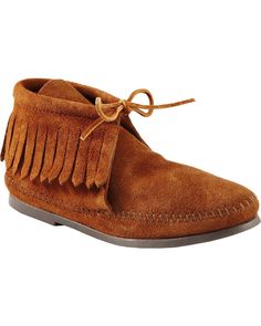 Womens Minnetonka Classic Fringe Moccasin Boots, Brown Brown Suede Moccasins With Fringe, Western Suede Moccasins For Fall, Western Style Suede Moccasins For Fall, Suede Tassel Moccasins With Round Toe, Suede Moccasins With Tassels And Round Toe, Western Footwear, Fringe Moccasin Boots, Fringe Moccasins, Long Shoes