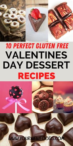 valentine's day dessert recipe collage with chocolates and strawberries