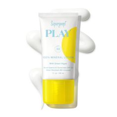 PRICES MAY VARY. BROAD SPECTRUM SUNSCREEN - Supergoop! PLAY 100% Mineral Lotion is a fast-absorbing, broad spectrum SPF 30 sunscreen. Formulated for face & body, it blends in easily, with no greasy residue, and is gentle on even the most sensitive skin. WHAT MAKES IT SUPER - This lightweight, 100% mineral lotion provides 80 minutes of water- & sweat-resistant UV protection — ideal for a day of play. The non-nano zinc oxide formula features clean ingredients that gently nourish skin from head to Sunscreen Supergoop, Sunscreen For Face, Facial Massage Tool, Dry Skin Body, Sunscreen Stick, Sun Lotion, Green Algae, Moisturizing Toner, Dry Oil