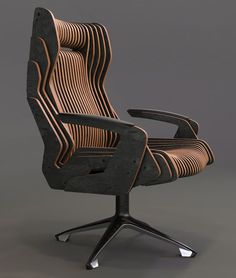 an office chair made out of wooden strips