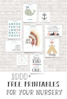 a brick wall with the words free printables for your nursery