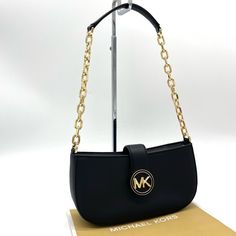 Brand New With Tag Michael Kors Carmen Small Pouchette Crossbody Bag Color: Black Material: Saffiano Gold-Tone Hardware Chain Handle Flap With Magnetic Snap Button Closure Interior Features: 1 Wall Pocket 9.25”W X 4.5”H X 2.75”D Elegant Evening Baguette Bag With Branded Hardware, Classic Michael Kors Shoulder Bag With Gold-tone Hardware, Classic Michael Kors Shoulder Bag For Formal Occasions, Chic Michael Kors Shoulder Bag For Office, Chic Michael Kors Shoulder Bag With Branded Hardware, Michael Kors Shoulder Bag With Gold-tone Hardware For Office, Michael Kors Evening Clutch Shoulder Bag, Michael Kors Evening Bags With Chain Strap, Michael Kors Evening Clutch Bag