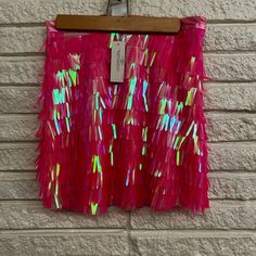 New With Tags. Never Worn. Size Small Queen Of Sparkles, Sparkle Skirt, Neon Pink, Mini Skirt, Sequin Skirt, Womens Skirt, Sequin, Mini Skirts, Sparkle