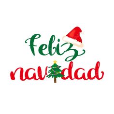 the words feliz navidad and a christmas tree