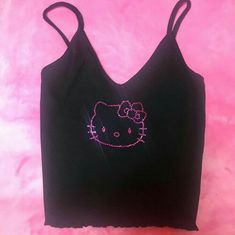 Hello Kitty Crop Top, Hello Kitty Tank Top, Hello Kitty Rhinestone, Rhinestone Crop Top, Kitty Clothes, Hello Kitty Clothes, Hello Kitty Aesthetic, 2000s Fashion Outfits, Hello Kitty Items