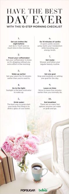 Have the best morning ever with this 10-step morning checklist Workout Morning, Morning Checklist, Have The Best Day, The Best Day, Life Tips, Best Day Ever