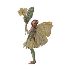 a fairy holding a flower in her hand