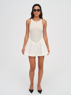 Introducing your little cream dress for springtime wanderingthe Billie mini dress, featuring a knit pointelle bodice and contrast poplin mini skirt. Honeymoon Wardrobe, For Love And Lemons Dress, Love And Lemons Dress, Lemon Dress, One Clothing, Love And Lemons, Little White Dresses, Red Mini Dress, Cream Dress