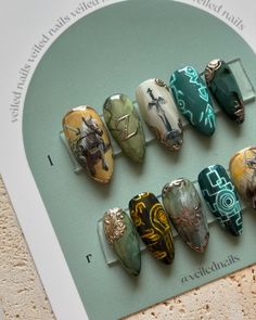 Legend Of Zelda Nails, Zelda Nail Art, Lotr Nails, Zelda Nails, Cosmetic Aesthetic, Nails Work, Legend Of Zelda Twilight Princess, Zelda Game, Love Stick