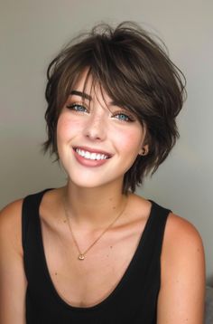 Sassy Haircuts For Fine Hair, Cute Short Pixie Haircut, Long Pixie Fine Hair, Shaggy Short Bob With Bangs, Short Hairstyle Women Fine Hair Edgy, Short Hairstyle Women 30s, Pixie Haircut Bangs, Short Edgy Shag Haircut, Pixie Cut For Thinning Hair