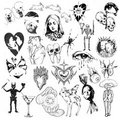 an image of various tattoos drawn by hand