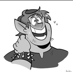 a black and white drawing of a cartoon character