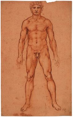 a drawing of a naked man with no shirt