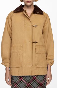 MANGO Corduroy Collar Parka Jacket | Nordstrom