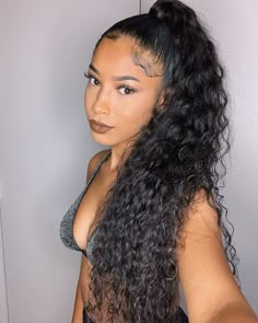 Human Wigs, High Ponytail, High Ponytails, Ponytail Styles, Front Lace Wigs Human Hair, Long Curly Hair