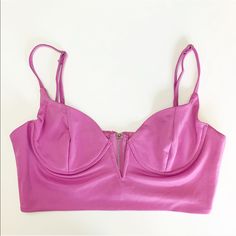 Bustier Deep V Neck Plunge Crop Top Bralette. Sizes Available: 1 Medium In Lilac Pink / Purple Adjustable Straps / Zip Back / Under Wire / Stretchy New With Tags Length: S- 14" M- 14.25" L- 14.5" Pit To Pit: S- 14.5" M- 15.5" L- 16.5" Self: 95% Polyester, 5% Spandex Lining: 100% Polyester Boutique Spring Summer Fall Winter Birthday Party Celebration Travel Vacation Dance Club Date Night Work School City Fashion Casual Party Bra With Removable Pads And Sweetheart Neckline, Party Bra With Sweetheart Neckline And Removable Pads, Party Bra With Sweetheart Neckline, Spring Party Low-cut Crop Top, Party Crop Top With Straps And Underwire, Summer Night Out Underwire Bra, Summer Underwire Crop Top For Night Out, Summer Evening Bra With Adjustable Straps, Summer Party Bra With Built-in Support