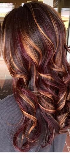 Red And Brown Hair, Hair Color Flamboyage, Red And Blonde, Rambut Brunette, Fall Hair Color For Brunettes, Red And Brown, Hair Color Ideas For Brunettes, Winter Hair Color