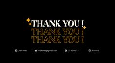 the words thank you are in gold and black on a black background with yellow stars