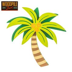 a paper cutout of a palm tree with yellow and brown stripes on the bottom