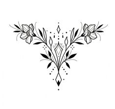 a black and white drawing of flowers on a white background