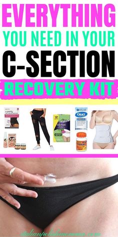 there is a woman's stomach with the words everything you need in your c - section recovery