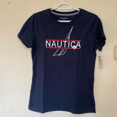 New Never Used Nautica T-Shirt For Women. It Has Established 1983 New York On Front. Navy Blue Color. Please Check The Photos Blue Nautical Crew Neck T-shirt, Blue Nautical Cotton Tops, Navy Nautical Short Sleeve T-shirt, Nautical Navy Short Sleeve T-shirt, Blue Nautical T-shirt For Summer, Nautical Blue T-shirt For Summer, Mens Tshirts Fashion, Kids Pjs, Guy Harvey