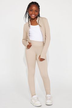 Available In Black, Fuchsia, And Taupe. Seamless Jacket Full Zip Collar Ribbed Knit Thumb Holes Cropped Model Wears Size 10/12 Pair With "Mini Best Fit Seamless Legging" 93% Polyamide 7% Spandex Imported | Mini Best Fit Seamless Jacket in Taupe size 10/12 by Fashion Nova Taupe Fashion, Zip Collar, Seamless Leggings, Thumb Holes, Fashion Nova, Ribbed Knit, Cute Outfits, Size 7, Size 10