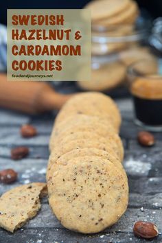 swedish hazelnut and cardamom cookies on a table