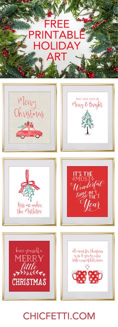 christmas cards with the words free printable holiday art