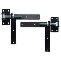 two black metal brackets are attached to each other